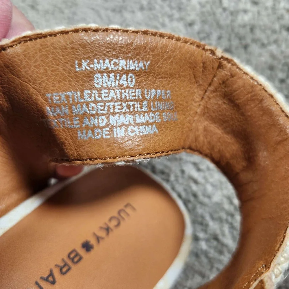 Lucky Brand Macrimay Espadrille Wedge Floral Tan Sandals Womens 9M